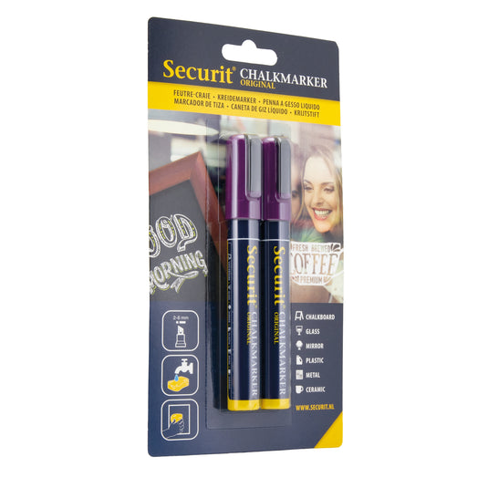 Securit Chalkmarkers - Blister - Voilet 14,5x1,5x2cm - Pack of 18