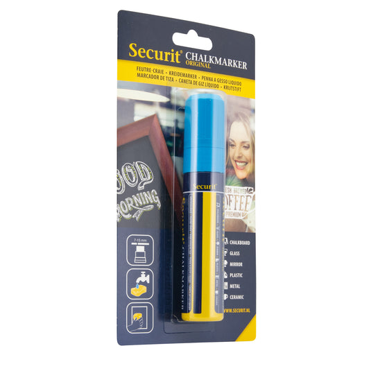 Securit Chalkmarkers - Blister - Blue 15,5x2,7x2,7cm - Pack of 12