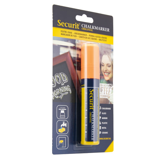 Securit Chalkmarkers - Blister - Orange 15,5x2,7x2,7cm - Pack of 12