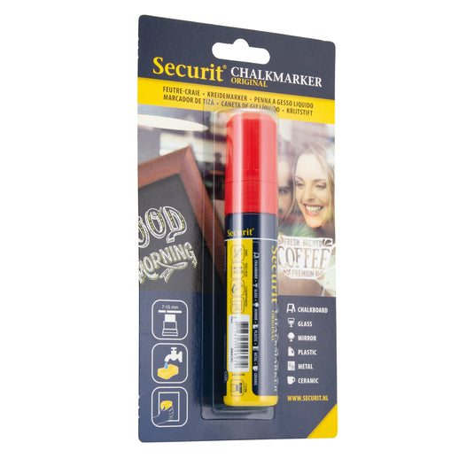Securit Chalkmarkers - Blister - Red 15,5x2,7x2,7cm - Pack of 12