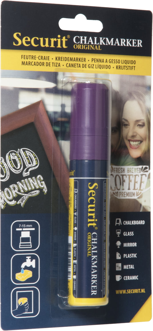 Securit Chalkmarkers - Blister - Violet 15,5x2,7x2,7cm - Pack of 12