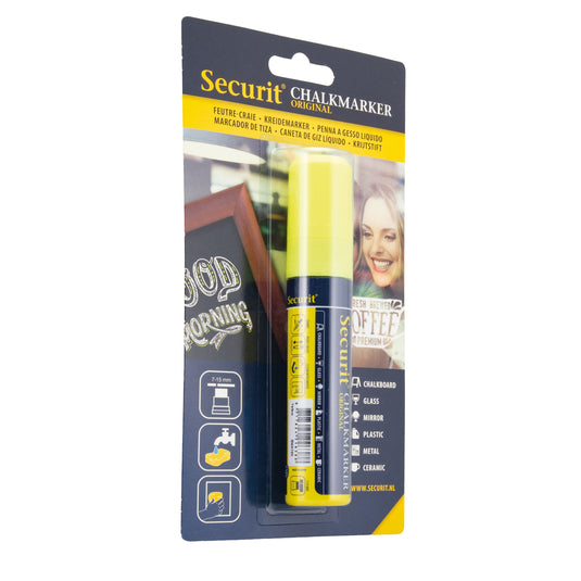 Securit Chalkmarkers - Blister - Yellow 15,5x2,7x2,7cm - Pack of 12