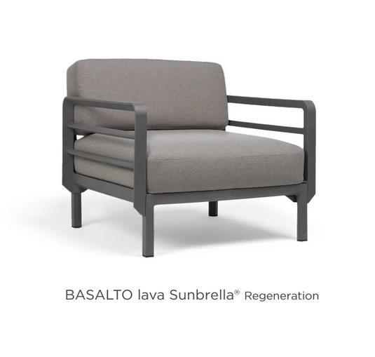 Nardi Maximo modular outdoor armchair with basalt lava finish, part of the outdoor lounge sofa collection, stylish and comfortable.