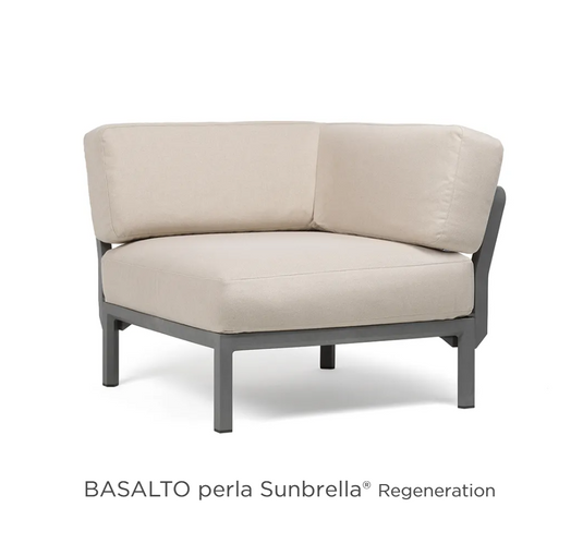 Nardi Maximo Corner Module from Modula Modular Sofa featuring Basalto Perla fabric, designed for outdoor hospitality spaces.