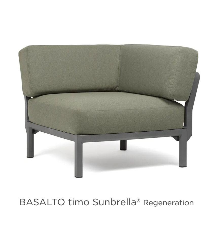Nardi Maximo Corner Module modular sofa corner seat in Basalto Timomax finish, outdoor hospitality furniture for outdoor lounge areas.