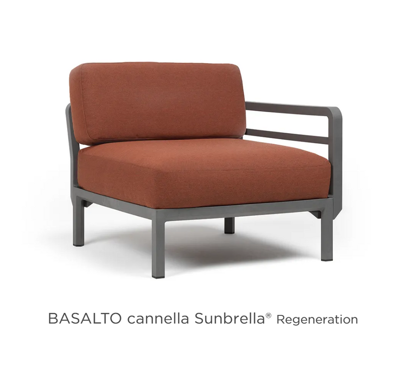 Load image into Gallery viewer, Maximo modular outdoor sofa by Nardi in Basalto Cannella Sunbrella fabric, showing the left and right sectional seating.

