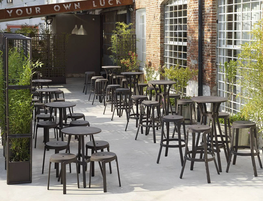 Nardi Stack Mini Stool outdoor chair made of durable, sustainable material, ideal for patios and outdoor seating.