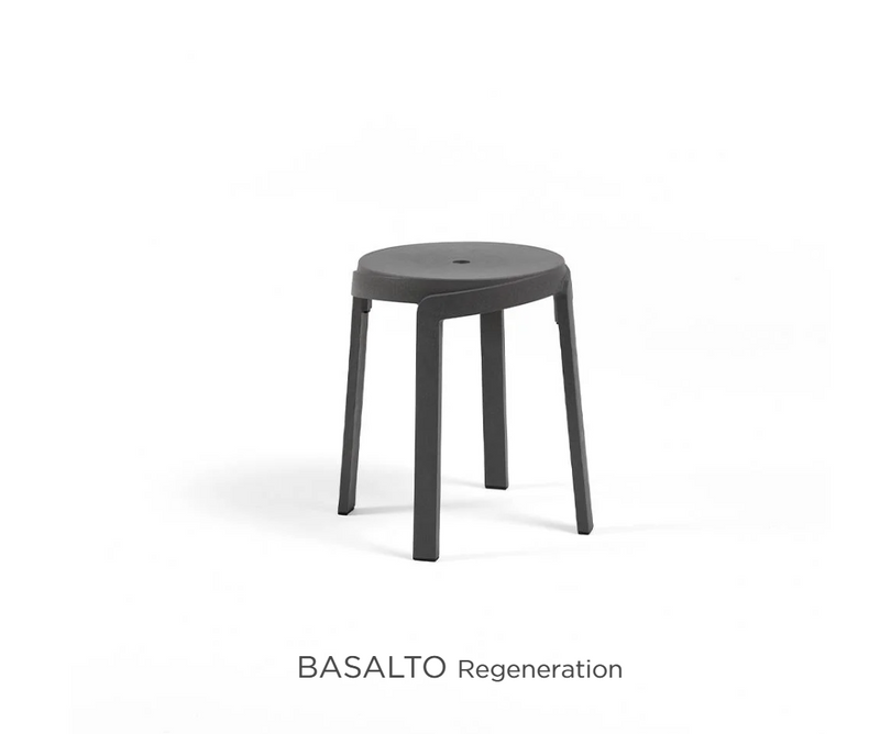 Load image into Gallery viewer, Nardi Basalto Stack Mini Stool outdoor chair in a natural stone finish, designed for sustainable patio and restaurant use.
