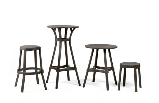 Nardi Basalto Stack Mini Stool outdoor chair, lightweight and durable plastic seating for patio and garden use.