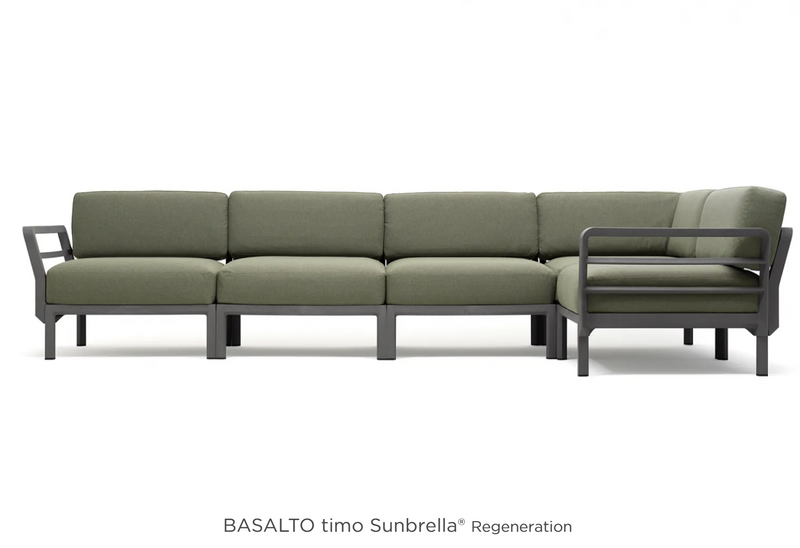 Load image into Gallery viewer, Maximo 5 modular outdoor sofa by Custom Wood Designs, featuring Basalto Timo styling for hotel terrace seating and outdoor relaxation.
