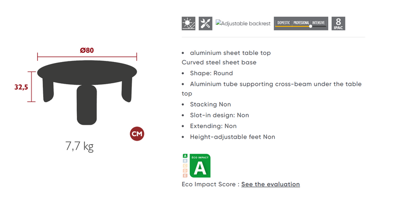 Load image into Gallery viewer, Fermob Bebop low outdoor table with 80cm diameter, featuring a sleek round design in vibrant outdoor-ready style.

