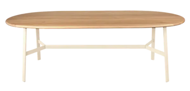 Load image into Gallery viewer, Fermob SO'O Oval Oak Dining Table, 220x95 cm, beige solid wood table with 8-seater design, ideal for family dining rooms.
