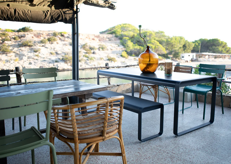 Load image into Gallery viewer, Fermob Bellevie outdoor metal dining table, 196 x 90 cm, eight-seater with sleek design and sturdy construction.

