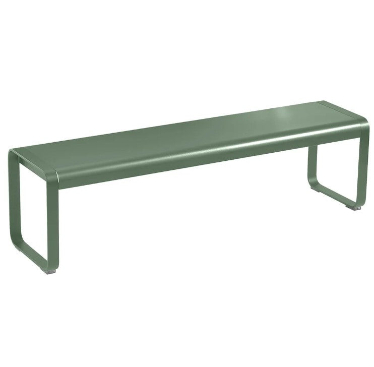 Fermob Bellevie outdoor bench with aluminum powder-coated finish, suitable for garden or patio seating.