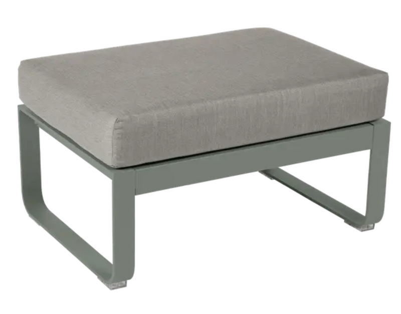 Load image into Gallery viewer, Fermob Bellevie 1-seater outdoor ottoman footstool made of metal, shown in various colors for patio furniture.
