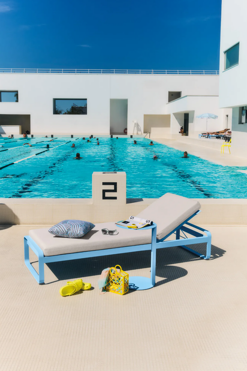 Load image into Gallery viewer, Fermob Bellevie premium sunlounger with adjustable backrest and weather-resistant fabric for outdoor relaxation.
