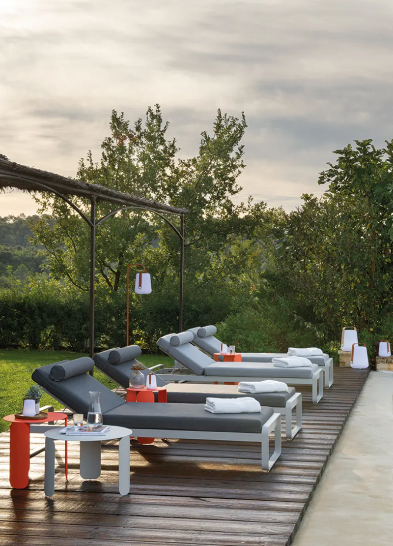 Load image into Gallery viewer, Fermob Bellevie Premium Sunlounger with sleek design and adjustable backrest, ideal for outdoor relaxation.
