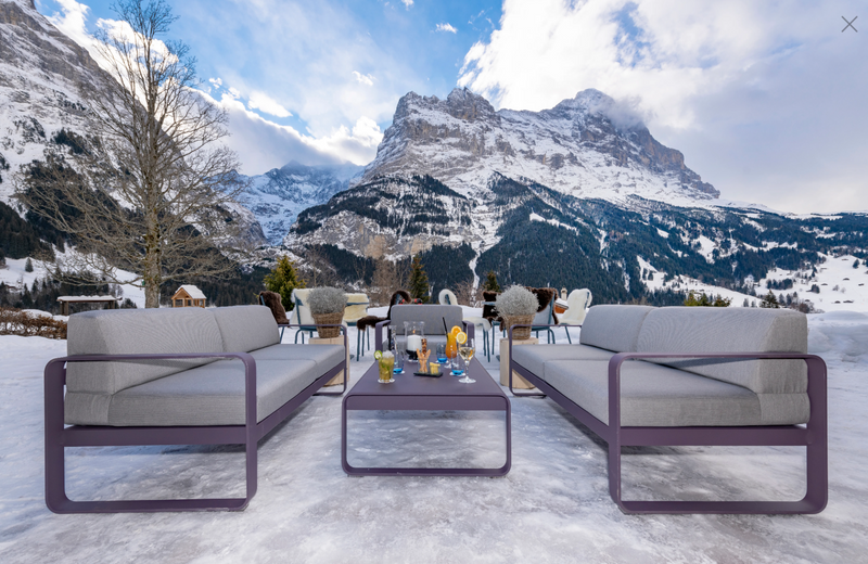 Load image into Gallery viewer, Fermob Bellevie 2-seater outdoor sofa with sleek design, featuring cushioned seating and a modern metal frame.
