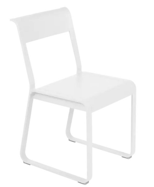 Fermob Bellevie V2 metal chair with a sleek design, outdoor-ready with a sturdy metal frame and modern style.