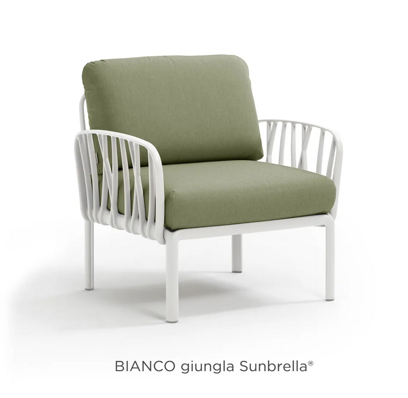 Load image into Gallery viewer, Nardi Komodo outdoor modular armchair by Custom Wood Designs, stylish outdoor sofa armchair with plush cushions and wood frame
