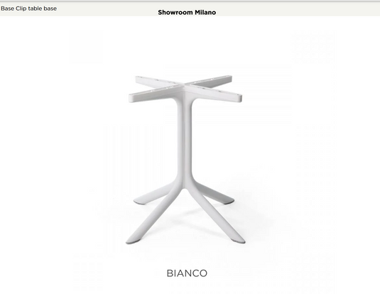 Nardi Bianco Base Clip for table, sturdy table base for restaurant tables, designed to securely hold table tops in place.