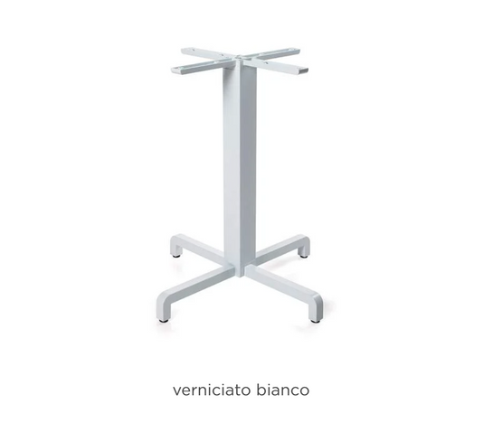 Nardi Base Fiore table leg in white, designed for hotel, restaurant, and patio furniture, with a sturdy metal construction.