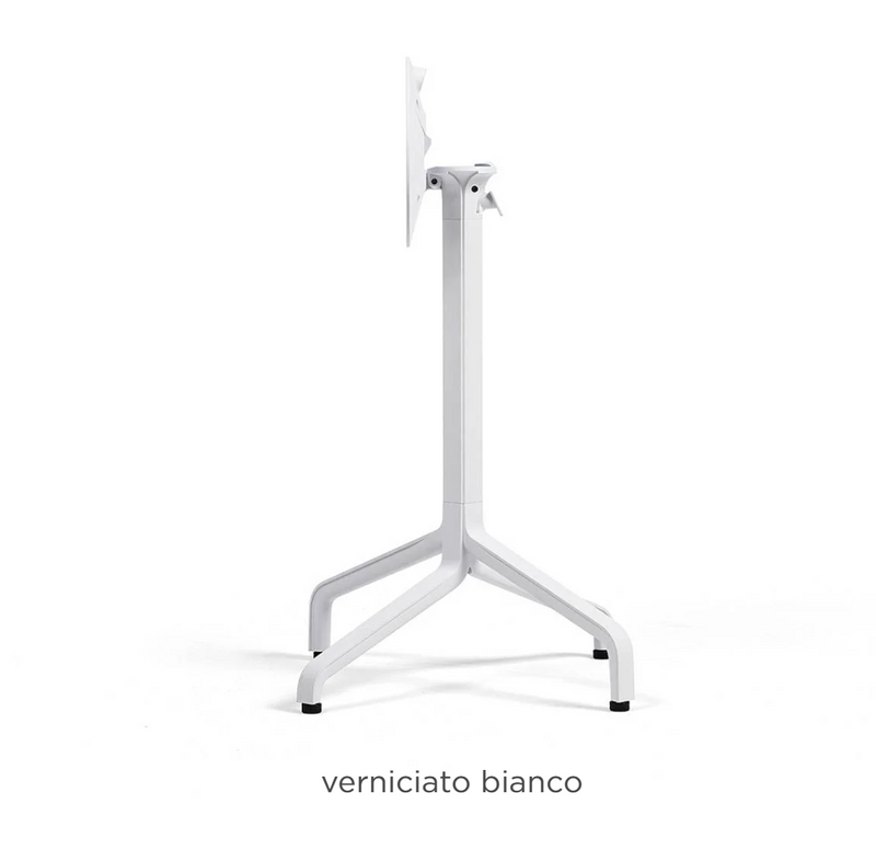 Load image into Gallery viewer, Nardi Base Frasca Mini Folding Table base in white, designed for outdoor Nardi tables, shown on a patio setting.
