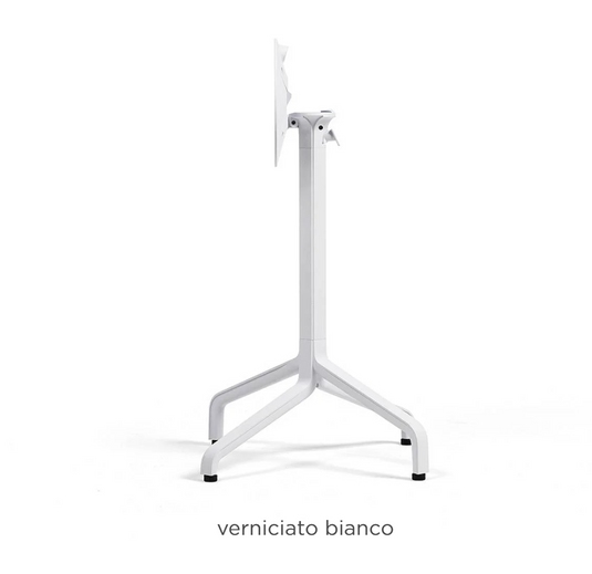 Nardi Base Frasca Mini Folding Table base in white, designed for outdoor Nardi tables, shown on a patio setting.