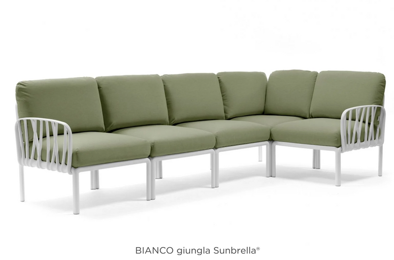 Load image into Gallery viewer, Komodo 5 Modular Outdoor Sofa by Custom Wood Designs, white Nardi outdoor sofa for patio or hotel outdoor space.
