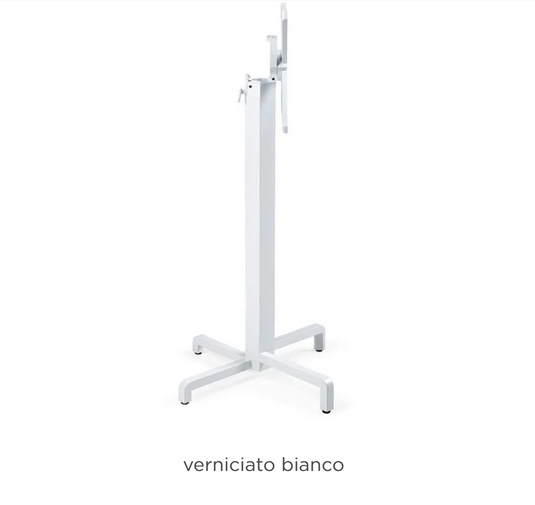 Nardi Base Ibisco High table with a white glitter finish, suitable for patio or restaurant furniture, designed for outdoor use.