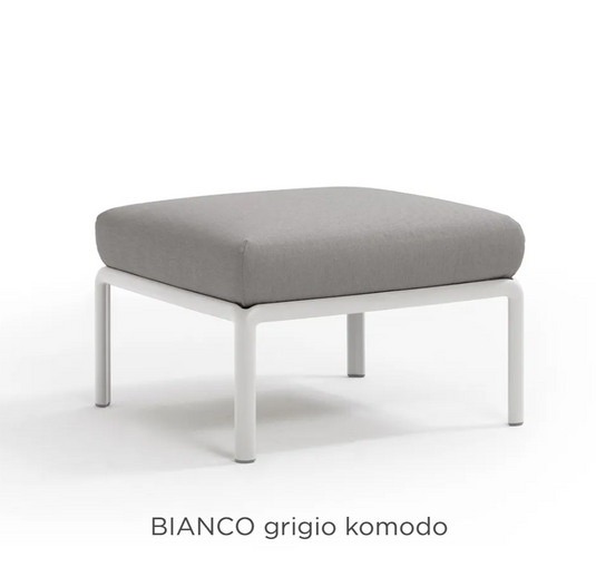 Nardi Komodo outdoor sofa section with white and gray cushions, part of the Bianco Grigio modular seating collection.