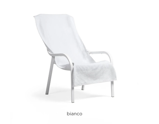Nardi Net Lounge Beach Towel in white with a netted pattern, ideal for beach or patio lounging.