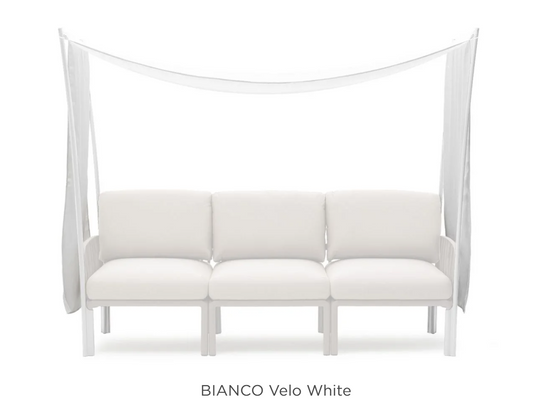 Komodo Ombra 3 Sunshade from Nardi accessories, featuring white fabric and sturdy frame for outdoor sofa shading.