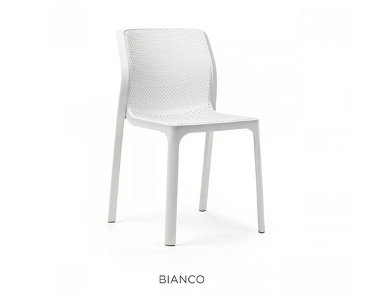 White Nardi Bit outdoor chair with a sleek, modern design, perfect for patio and outdoor seating.