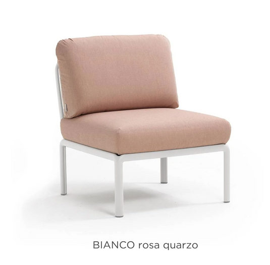 Nardi Komodo Central Sofa Module in Bianco Rosa Quarzo outdoor sectional sofa for patio and hotel terrace seating.