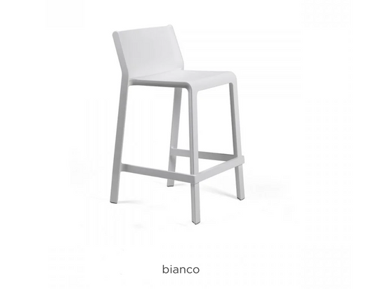 Nardi Trill Mini Stool in white, outdoor Nardi counter stool with sleek design, ideal for patio or garden seating.