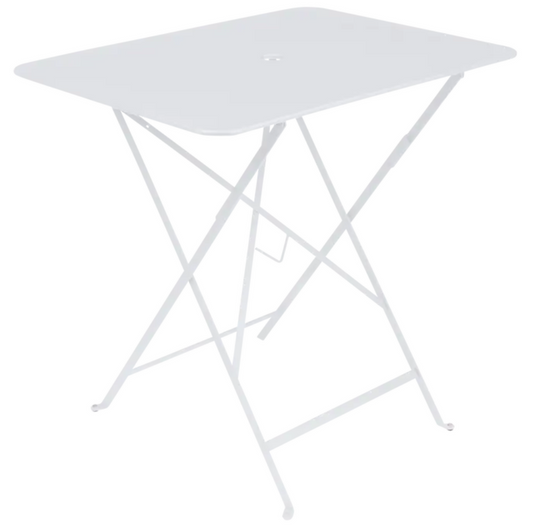 Fermob foldable bistro table measuring 77x57 cm, outdoor metal furniture with a sleek, compact design for outdoor dining.