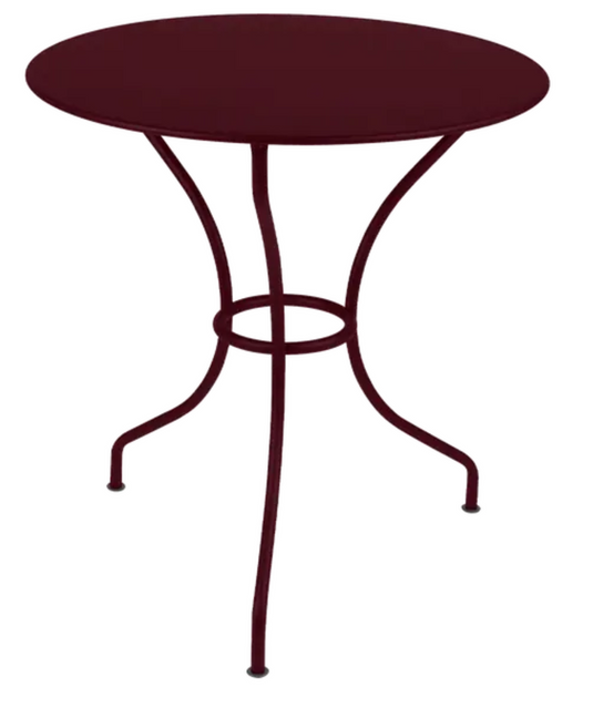 Black Fermob OPÉRA+ outdoor metal table with 67cm diameter, suitable for patio or restaurant outdoor furniture.
