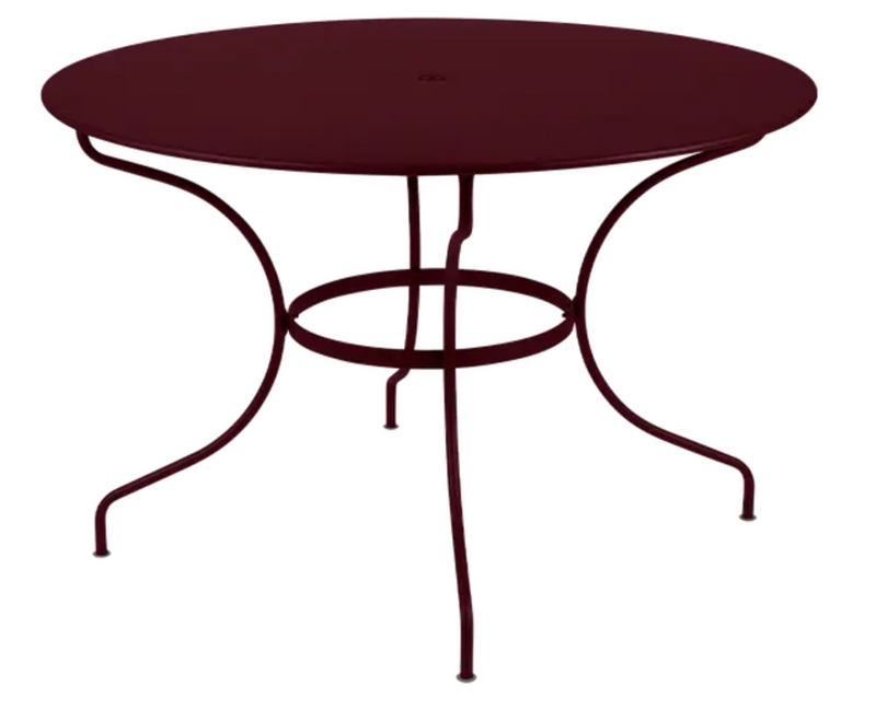 Load image into Gallery viewer, Black Fermob OPÉRA+ outdoor metal table with 117 cm diameter, six-seater design, ideal for garden or patio dining.
