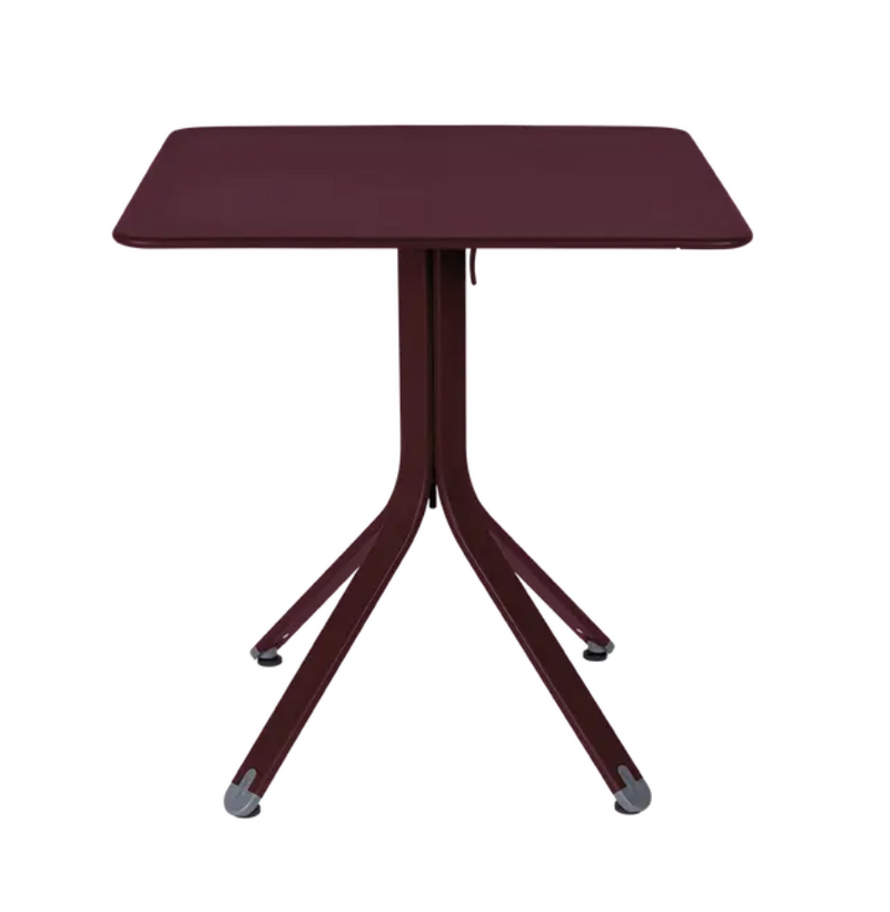 Load image into Gallery viewer, Black Fermob Rest'O folding outdoor table with 71x71cm metal surface, designed for versatile outdoor use.
