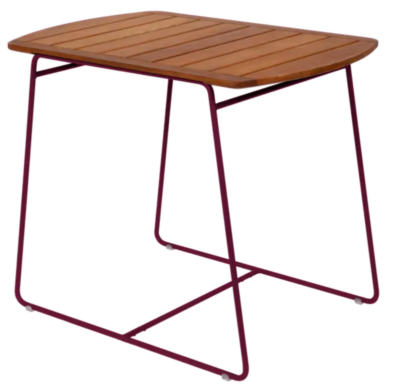 Load image into Gallery viewer, Black Fermob outdoor teak table measuring 90 x 60cm with a sleek black cherry finish, perfect for outdoor dining or patio use.
