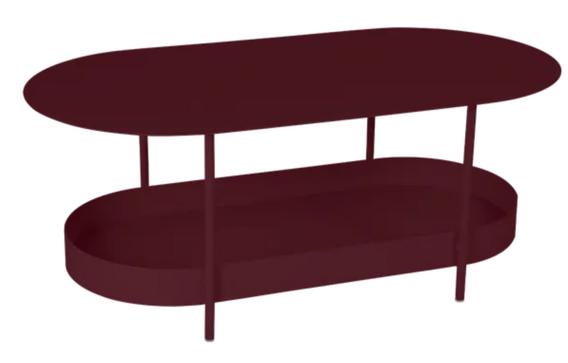 Load image into Gallery viewer, Black Salsa low table by Fermob, 113x58cm, featuring a sleek, modern design with a smooth surface and sturdy legs.
