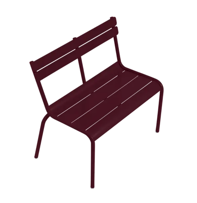 Load image into Gallery viewer, Black Fermob Luxembourg Kid Bench for restaurant or outdoor use, featuring a sturdy, stylish design perfect for children's seating.
