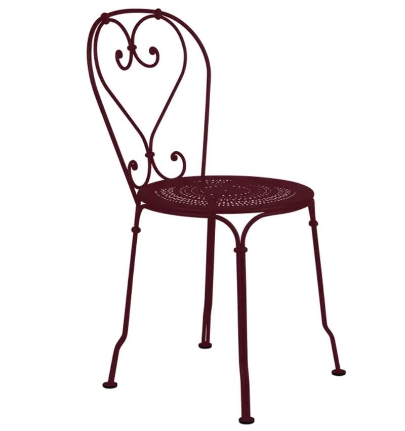 Load image into Gallery viewer, Black Fermob 1900 outdoor chair with curved seat and armrests, designed for stylish outdoor seating.
