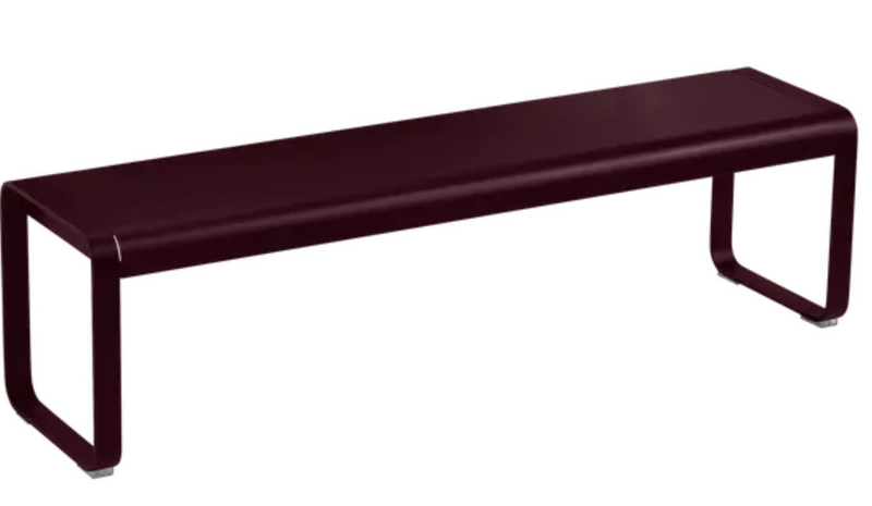 Load image into Gallery viewer, Black Fermob Bellevie outdoor bench with a sleek, modern design, perfect for garden or patio seating.
