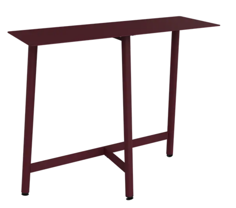 Load image into Gallery viewer, Black cherry Fermob Bolder counter bar table with metal surface, suitable for shop or restaurant settings.
