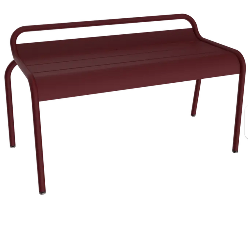 Load image into Gallery viewer, Black Fermob Luxembourg stackable outdoor bench, 90 cm, metal with a sleek, modern design and sturdy construction.

