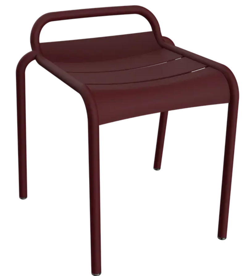 Load image into Gallery viewer, Black Fermob Luxembourg outdoor dining stool with a modern design, perfect for outdoor furniture settings.
