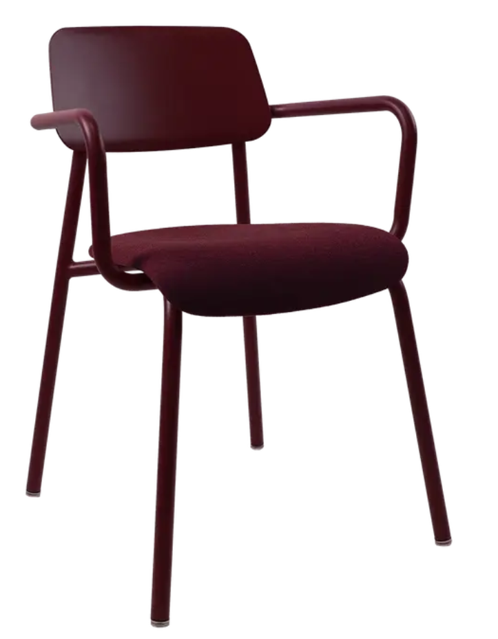 Load image into Gallery viewer, Black cherry sprinkled Fermob Studie fabric armchair, stylish office chair suitable for meeting rooms and workspace comfort.
