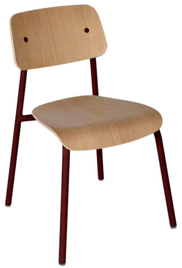 Load image into Gallery viewer, Black cherry Fermob Studie oak chair with a sleek wooden design, suitable for office, restaurant, or home use.
